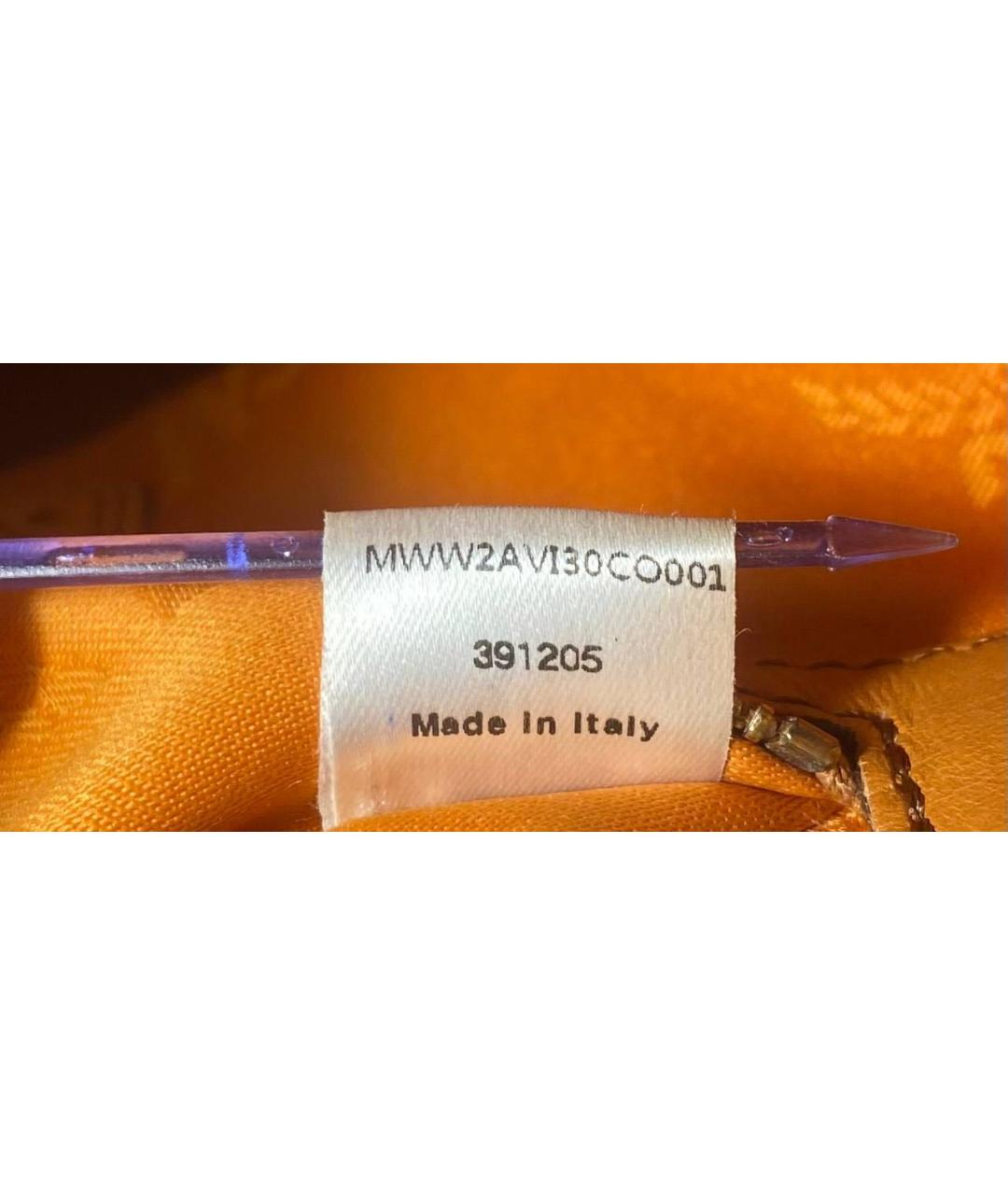 MCM Оранжевая кожаная сумка с короткими ручками, фото 4