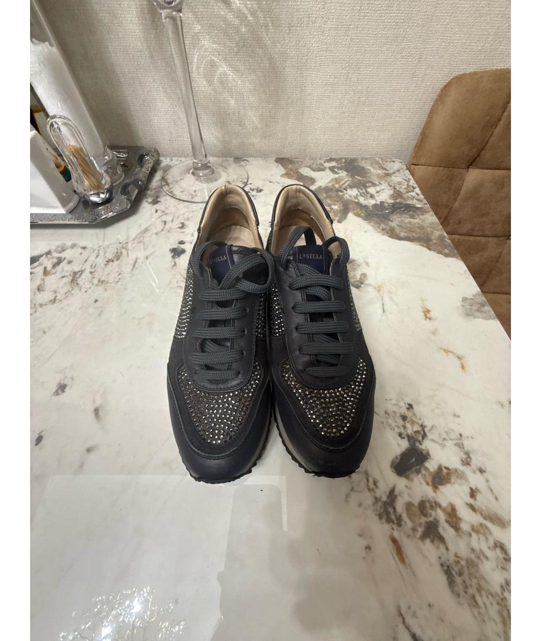 LE SILLA Серебряные кожаные кроссовки, фото 2