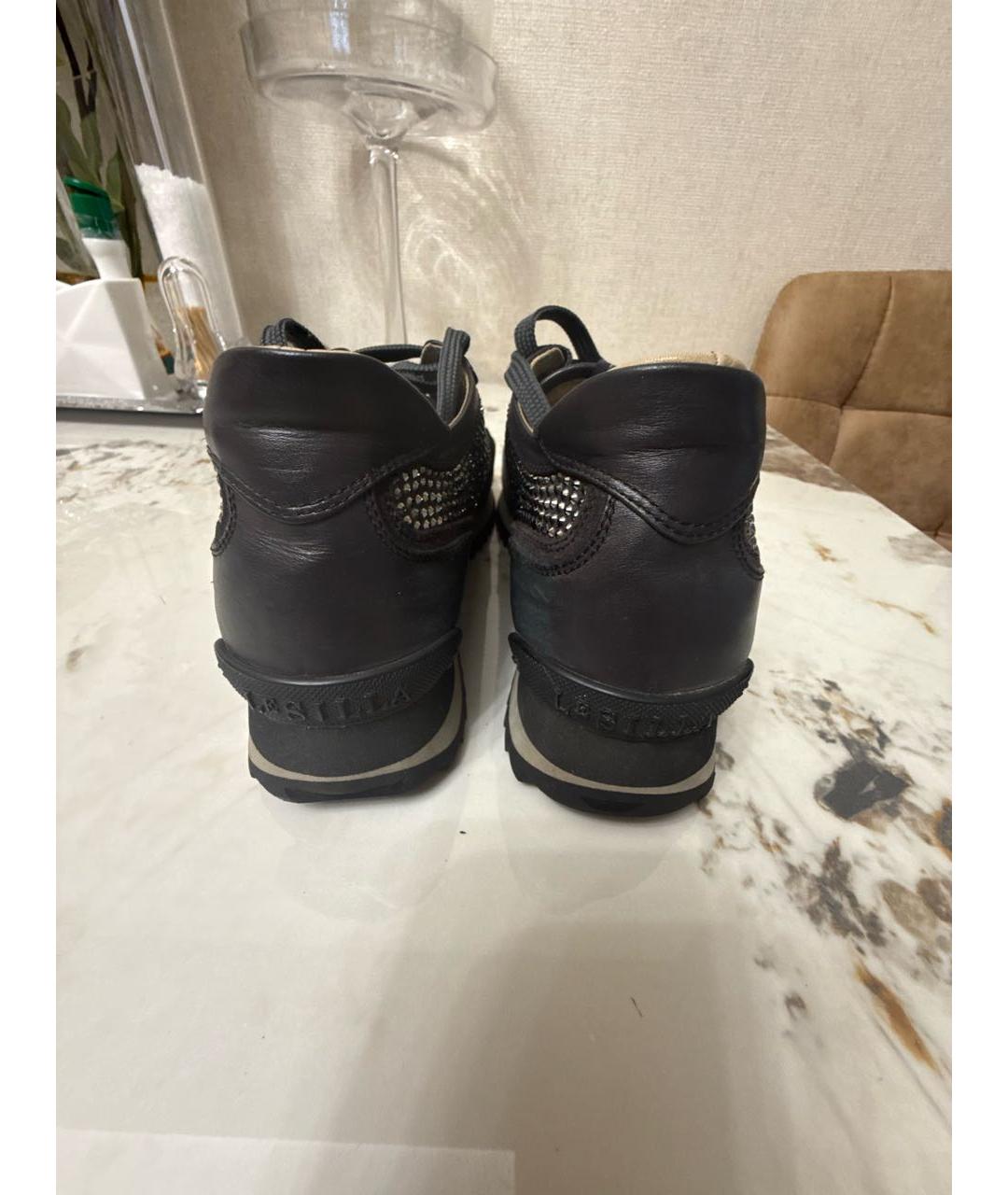 LE SILLA Серебряные кожаные кроссовки, фото 4