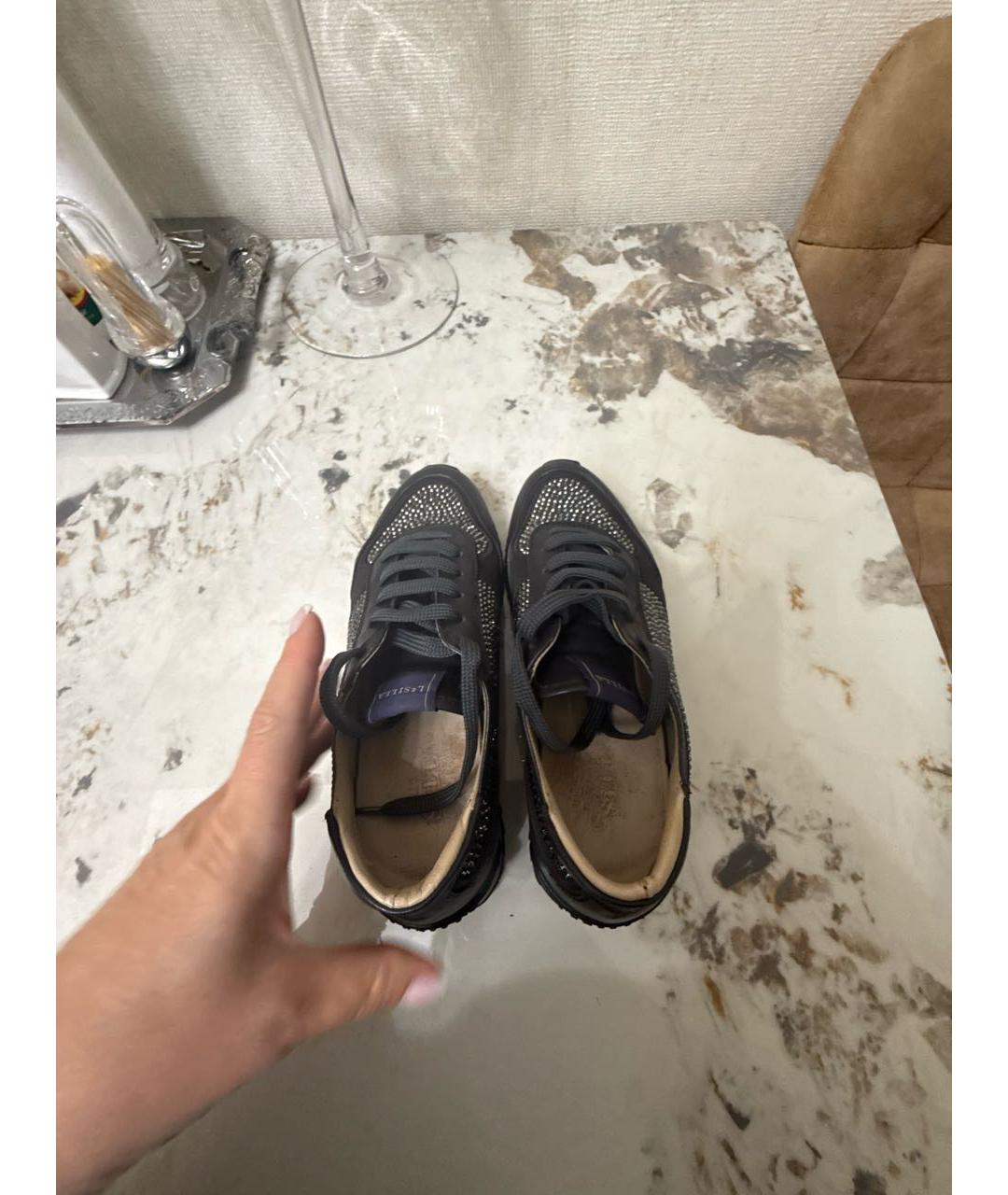 LE SILLA Серебряные кожаные кроссовки, фото 3