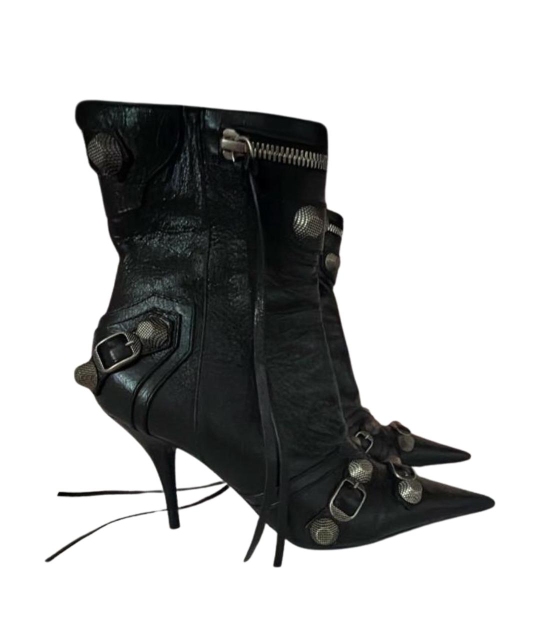 BALENCIAGA Черные кожаные ботильоны, фото 1