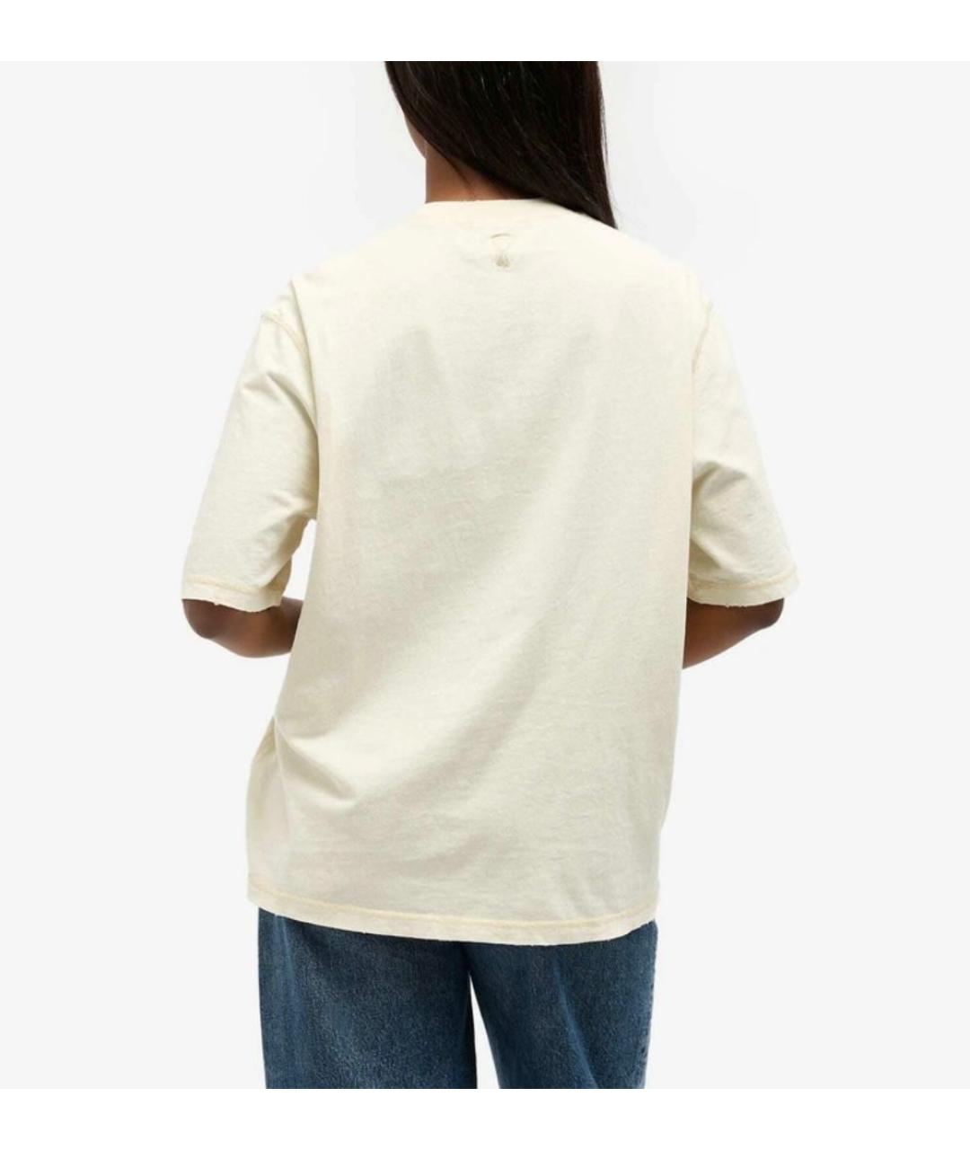 Ami Paris Бежевая хлопковая футболка, фото 8