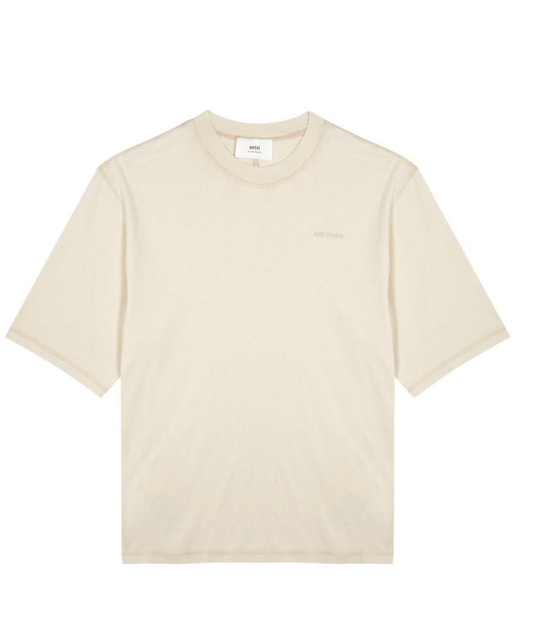 Ami Paris Бежевая хлопковая футболка, фото 9