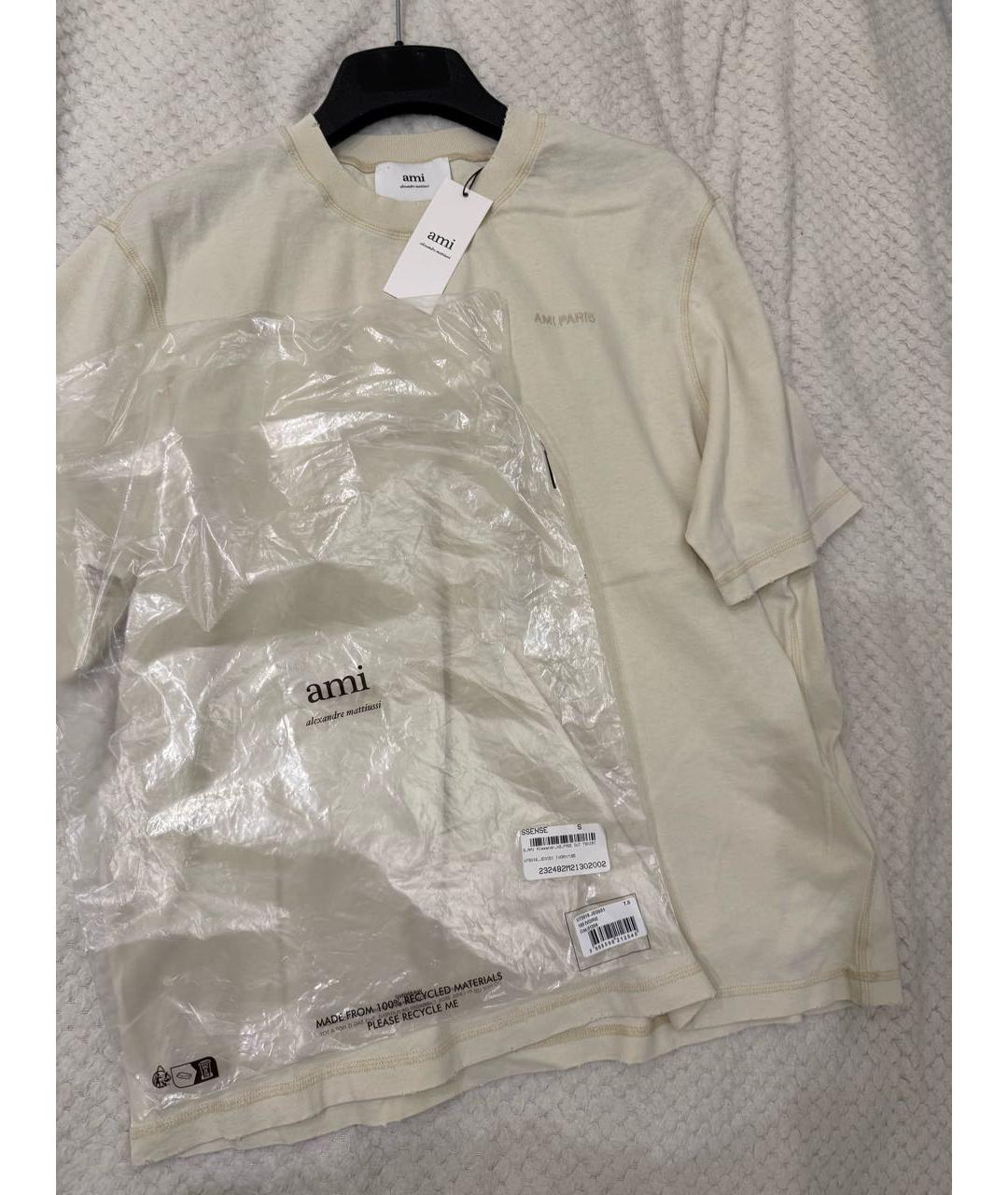 Ami Paris Бежевая хлопковая футболка, фото 6