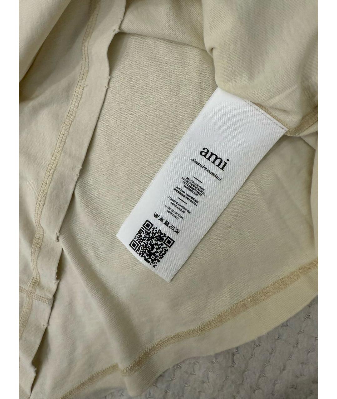 Ami Paris Бежевая хлопковая футболка, фото 5