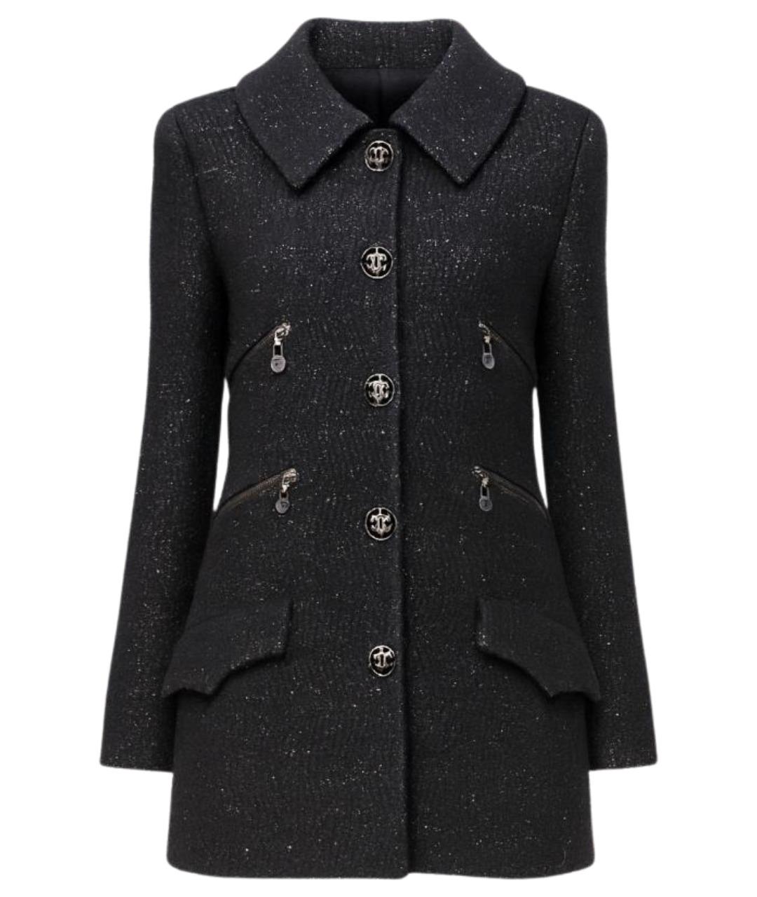 CHANEL Черный твидовый жакет/пиджак, фото 1