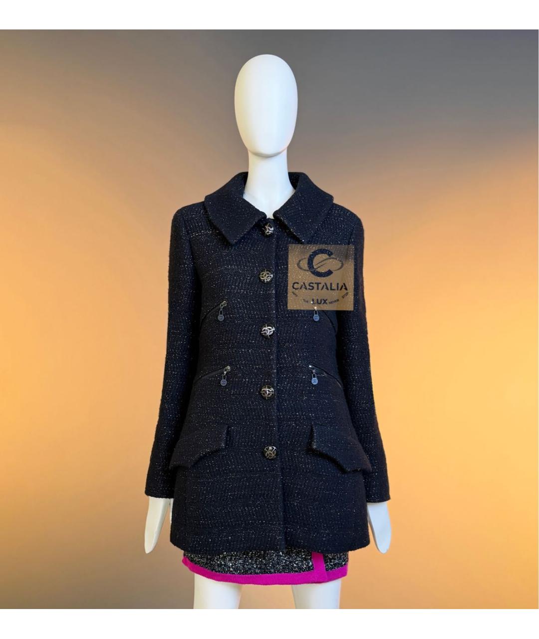 CHANEL Черный твидовый жакет/пиджак, фото 4