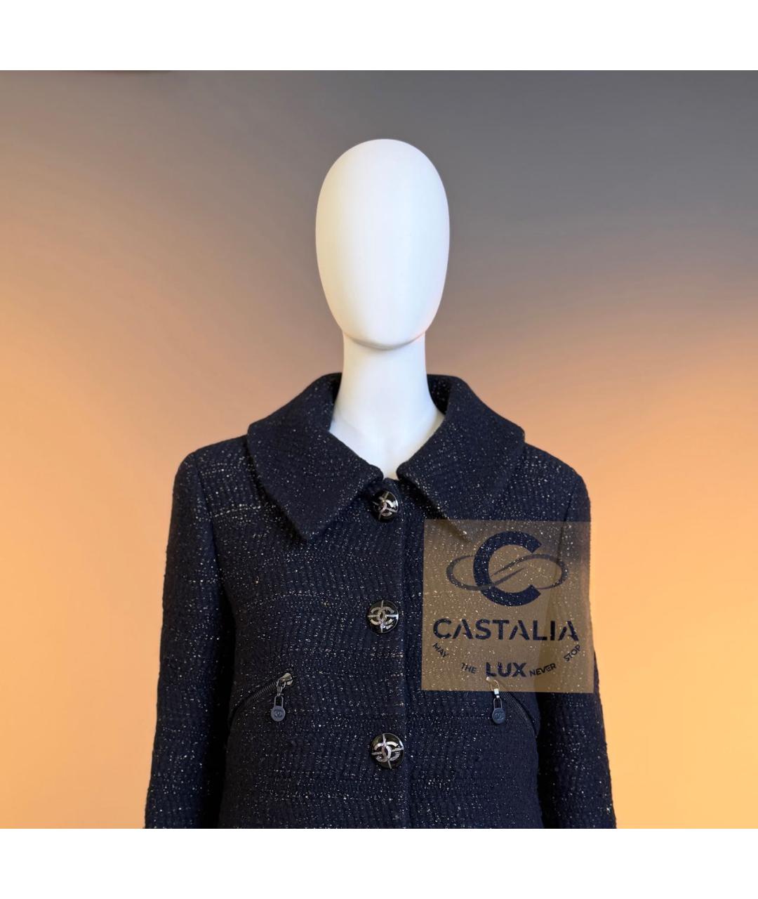 CHANEL Черный твидовый жакет/пиджак, фото 5