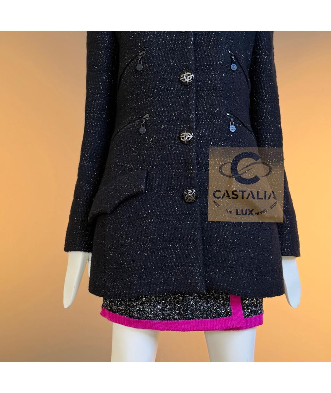 CHANEL Черный твидовый жакет/пиджак, фото 7