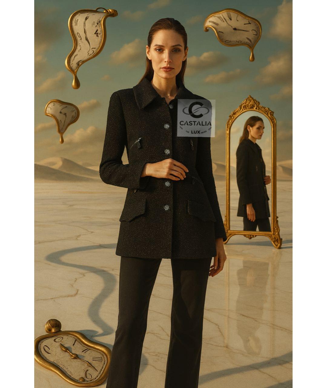 CHANEL Черный твидовый жакет/пиджак, фото 2