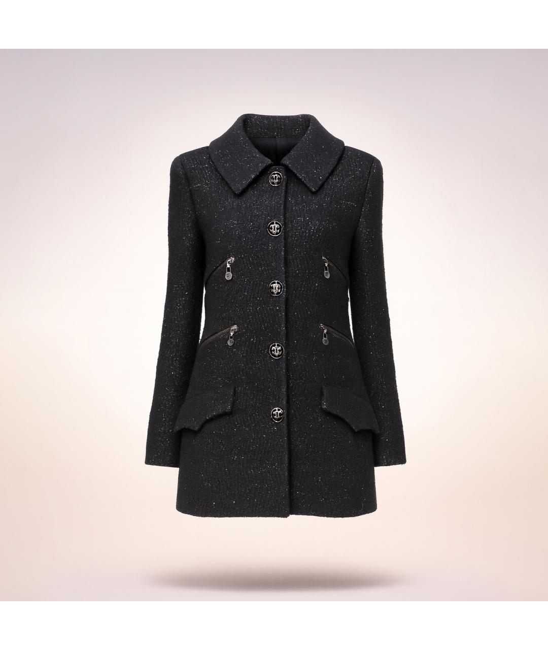 CHANEL Черный твидовый жакет/пиджак, фото 4