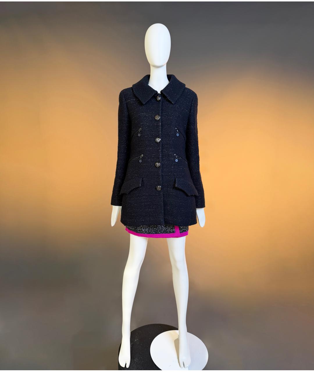 CHANEL Черный твидовый жакет/пиджак, фото 2