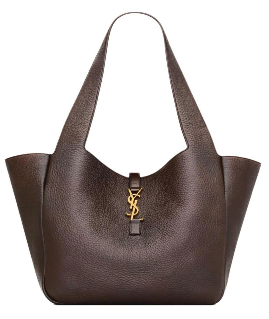 SAINT LAURENT Коричневая кожаная сумка через плечо, фото 1