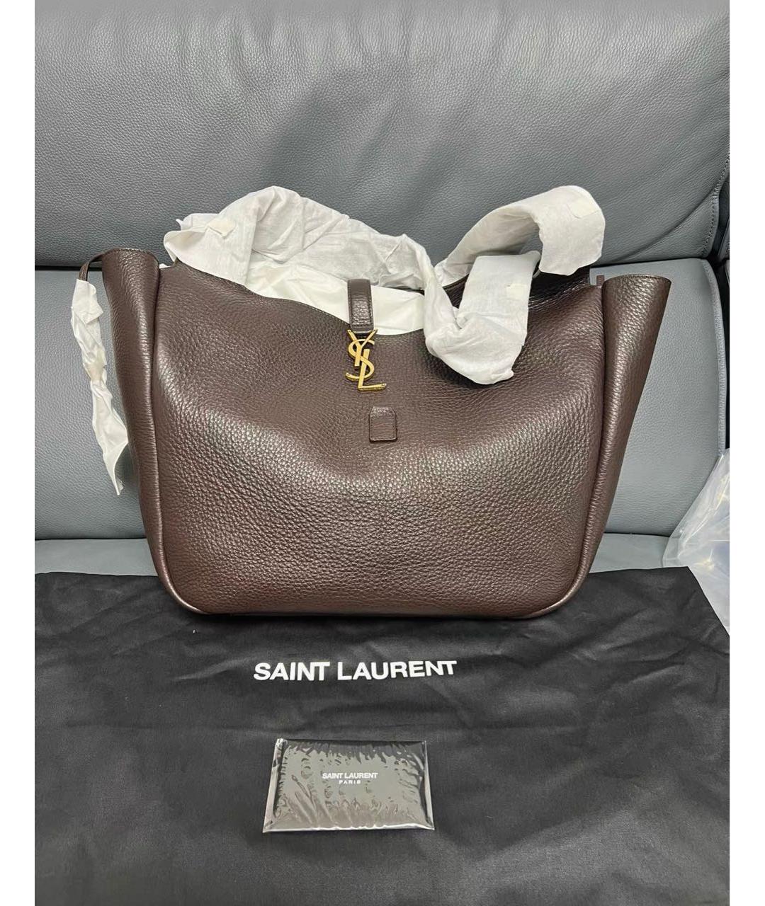 SAINT LAURENT Коричневая кожаная сумка через плечо, фото 2