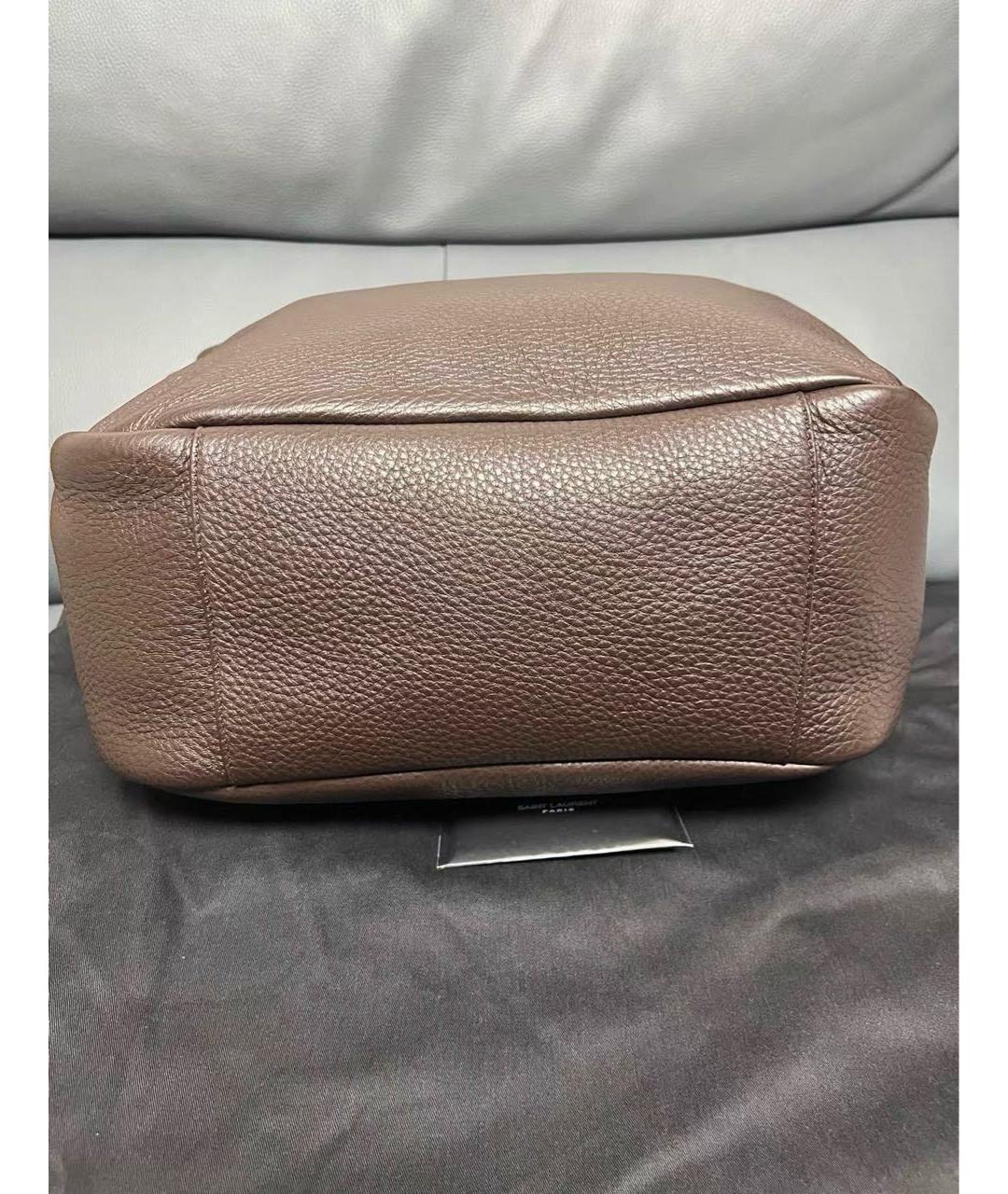 SAINT LAURENT Коричневая кожаная сумка через плечо, фото 4