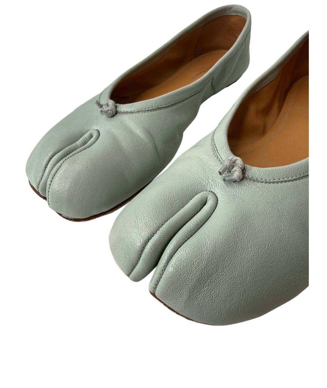 MAISON MARGIELA Бирюзовые кожаные балетки, фото 4