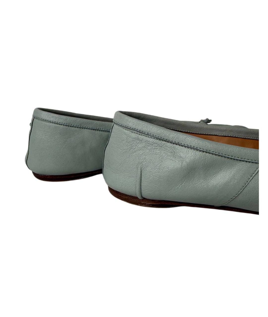 MAISON MARGIELA Бирюзовые кожаные балетки, фото 5