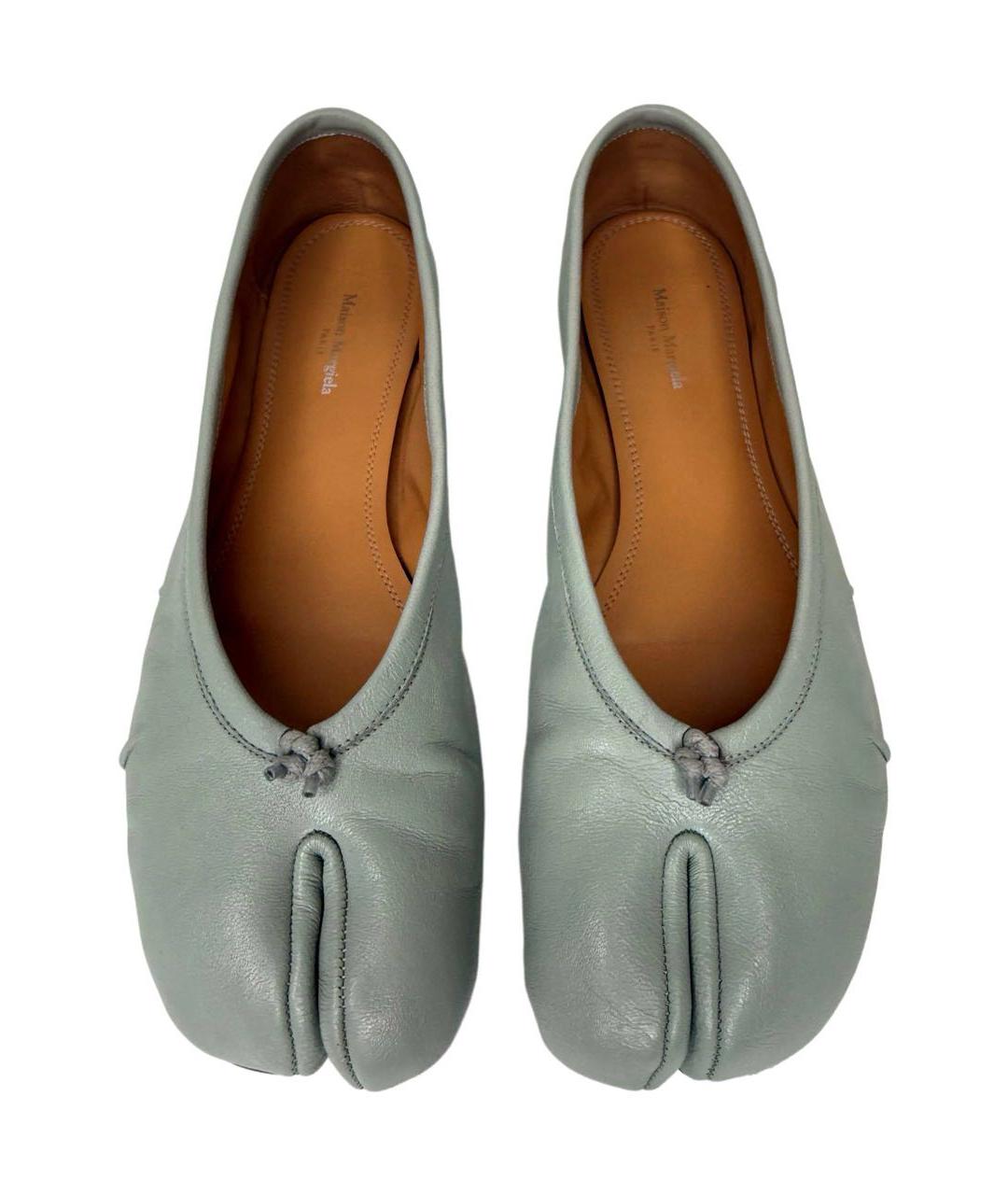 MAISON MARGIELA Бирюзовые кожаные балетки, фото 3