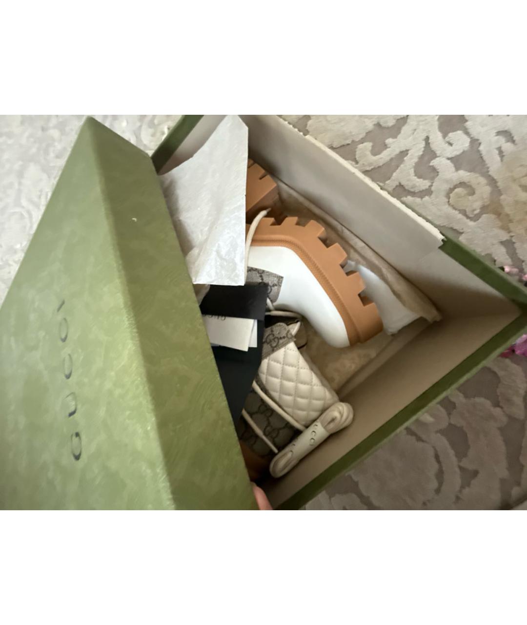 GUCCI Бежевые кожаные ботильоны, фото 5