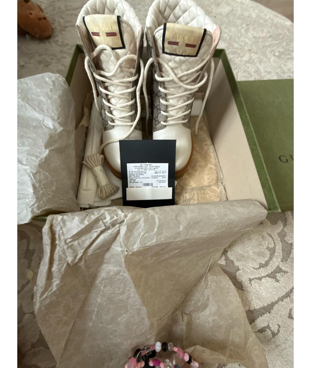 GUCCI Бежевые кожаные ботильоны, фото 2