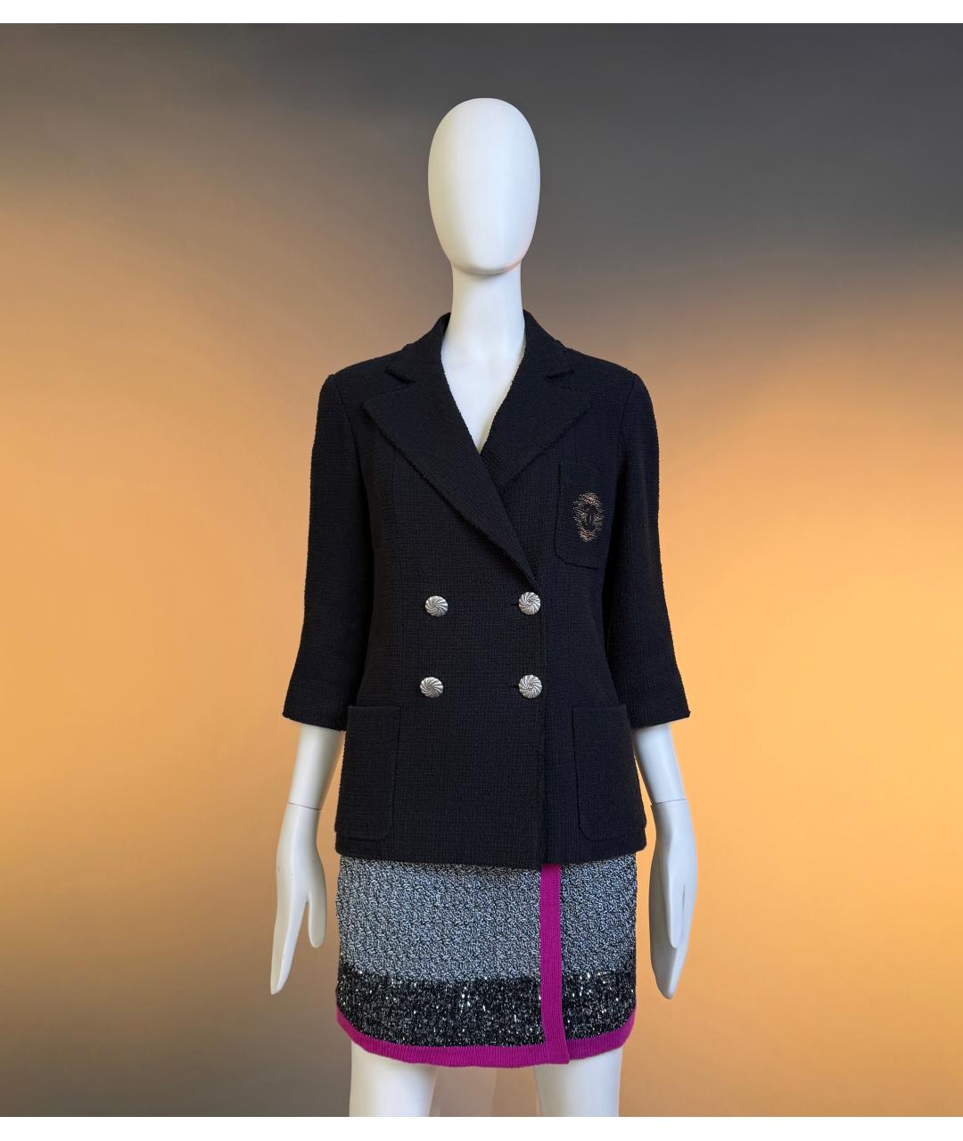 CHANEL Черный твидовый жакет/пиджак, фото 2