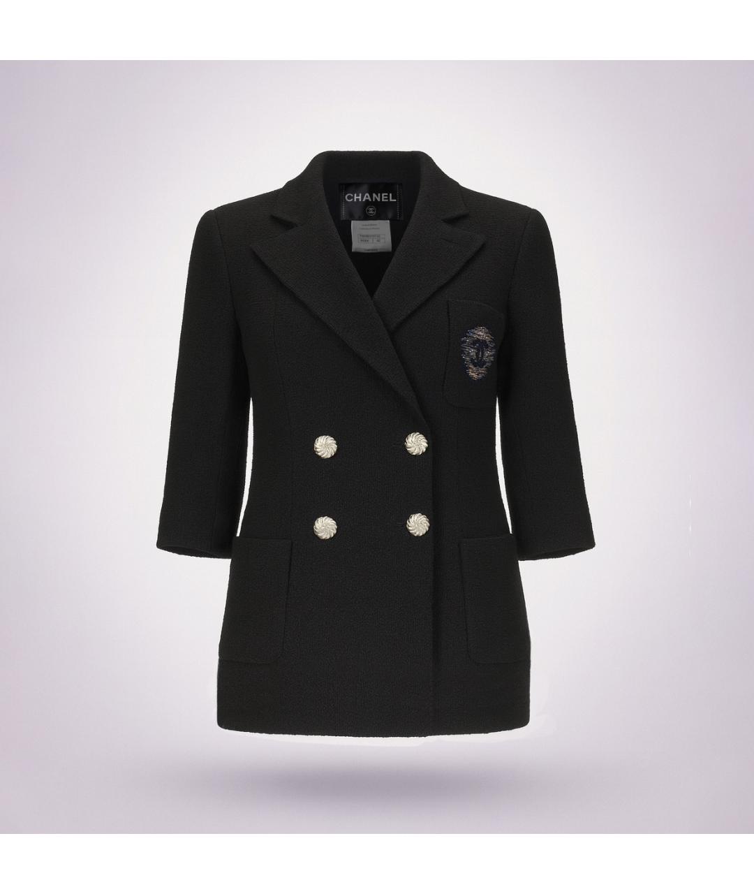 CHANEL Черный твидовый жакет/пиджак, фото 5