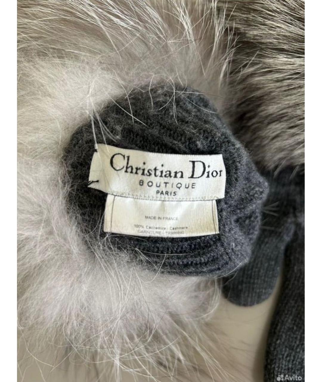 CHRISTIAN DIOR Антрацитовый кашемировый шарф, фото 3