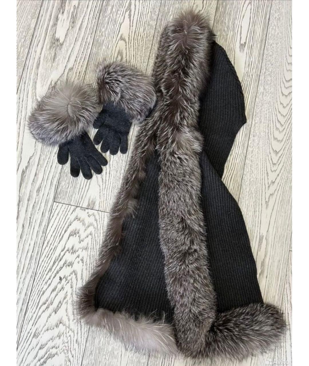 CHRISTIAN DIOR Антрацитовый кашемировый шарф, фото 8