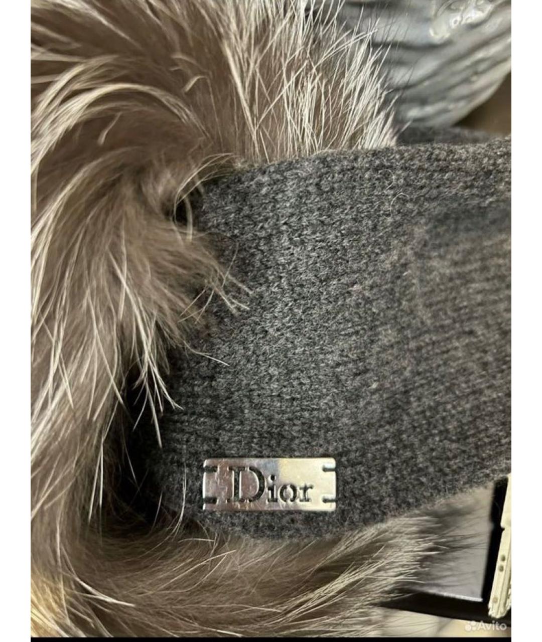 CHRISTIAN DIOR Антрацитовый кашемировый шарф, фото 6