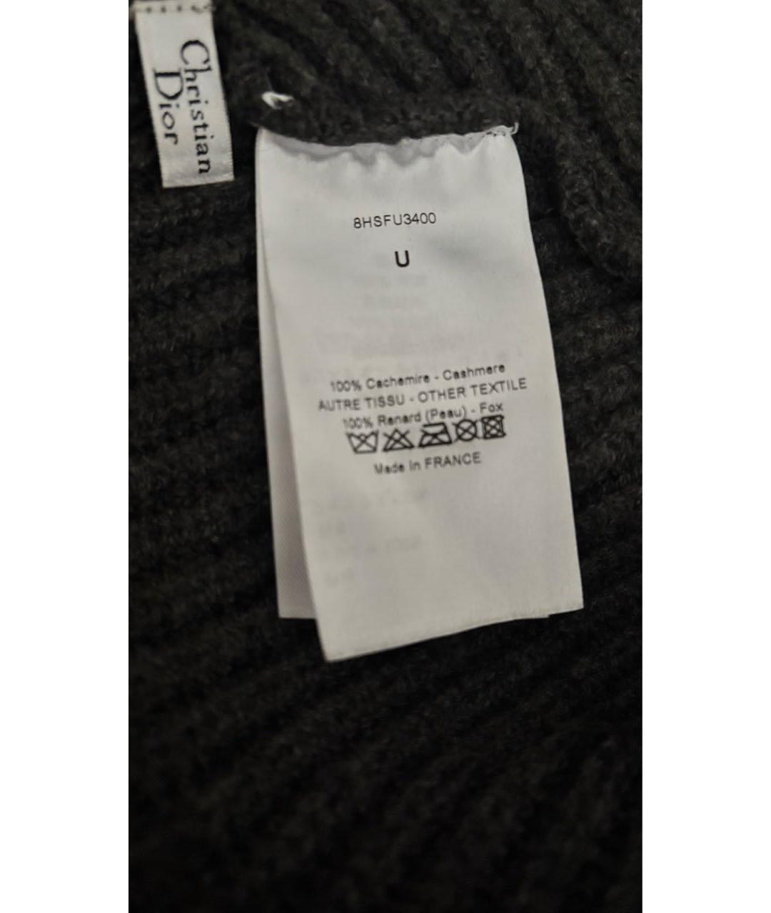 CHRISTIAN DIOR Антрацитовый кашемировый шарф, фото 7
