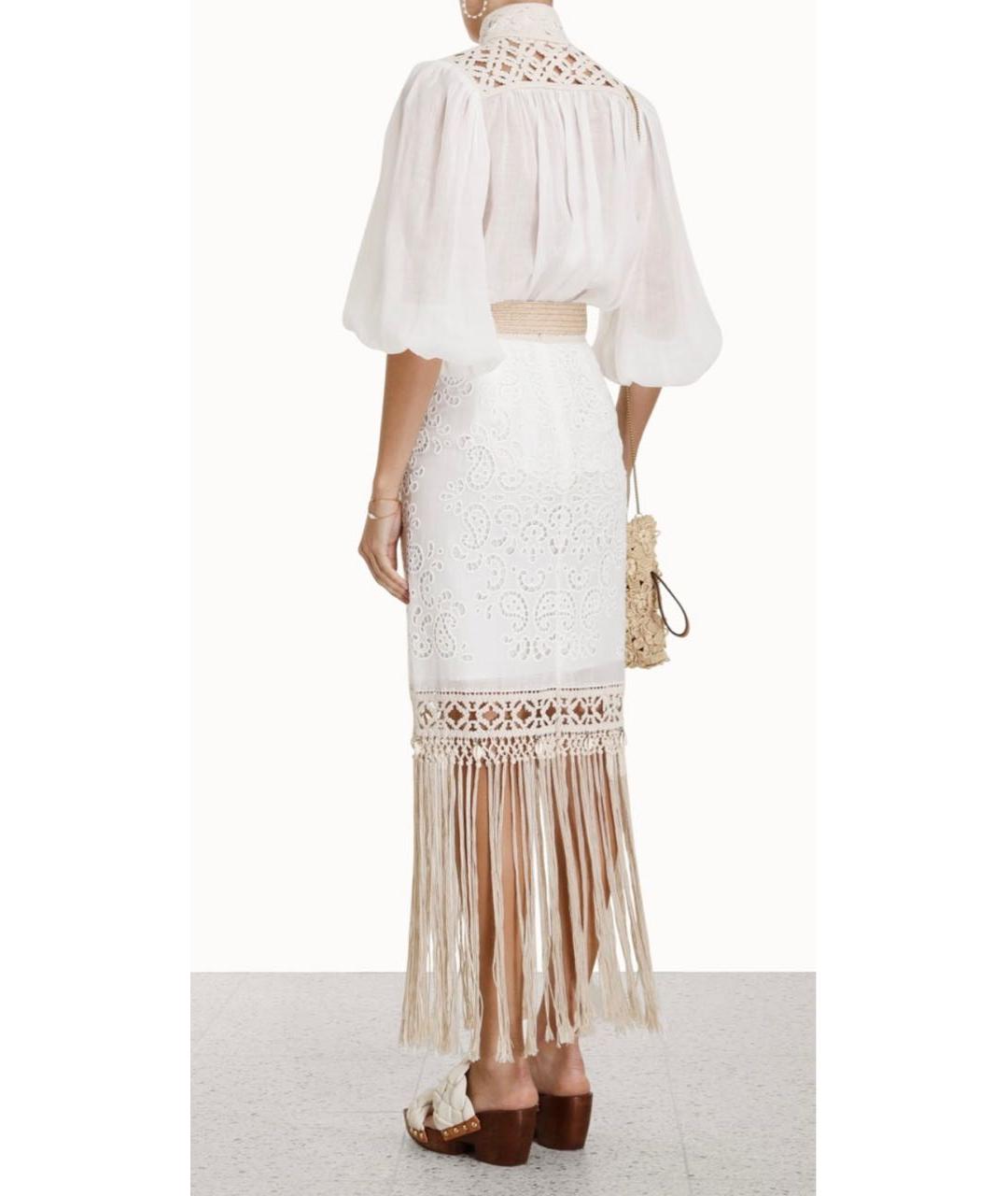 ZIMMERMANN Белая хлопковая юбка миди, фото 8