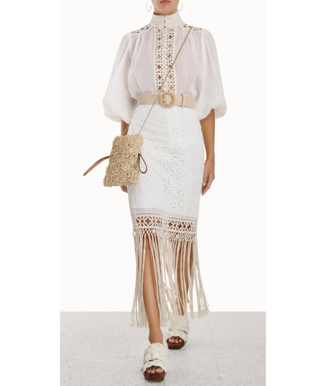ZIMMERMANN Белая хлопковая юбка миди, фото 7