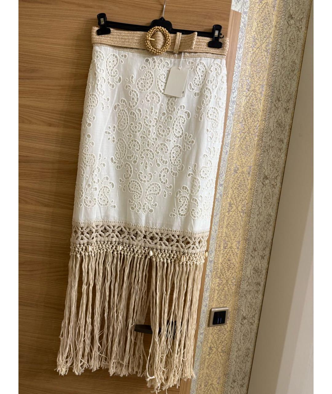 ZIMMERMANN Белая хлопковая юбка миди, фото 3