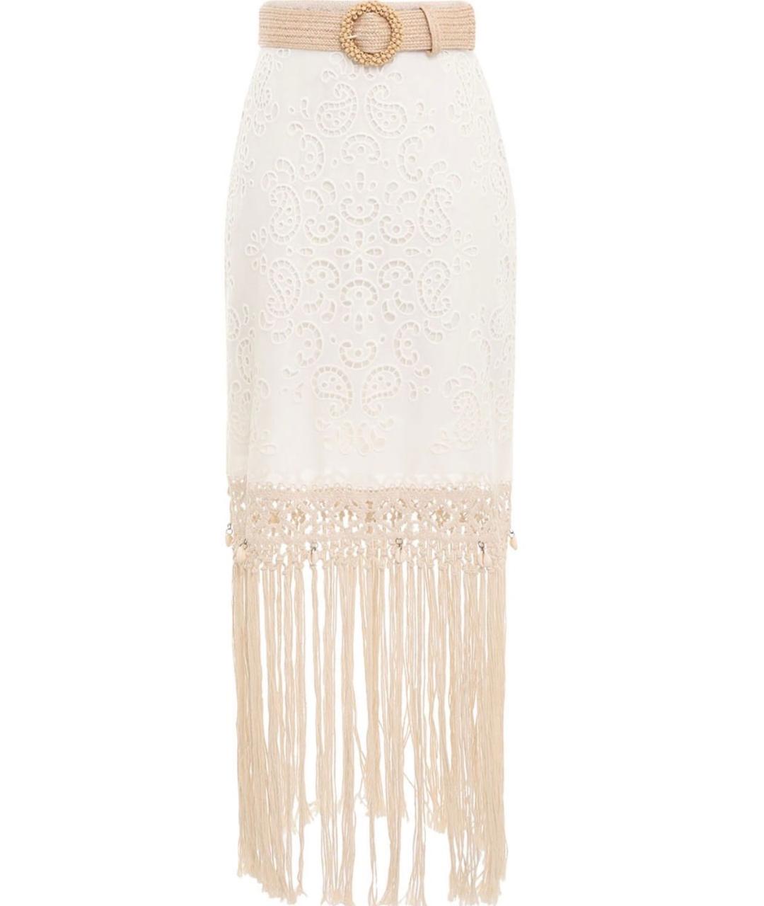 ZIMMERMANN Белая хлопковая юбка миди, фото 1