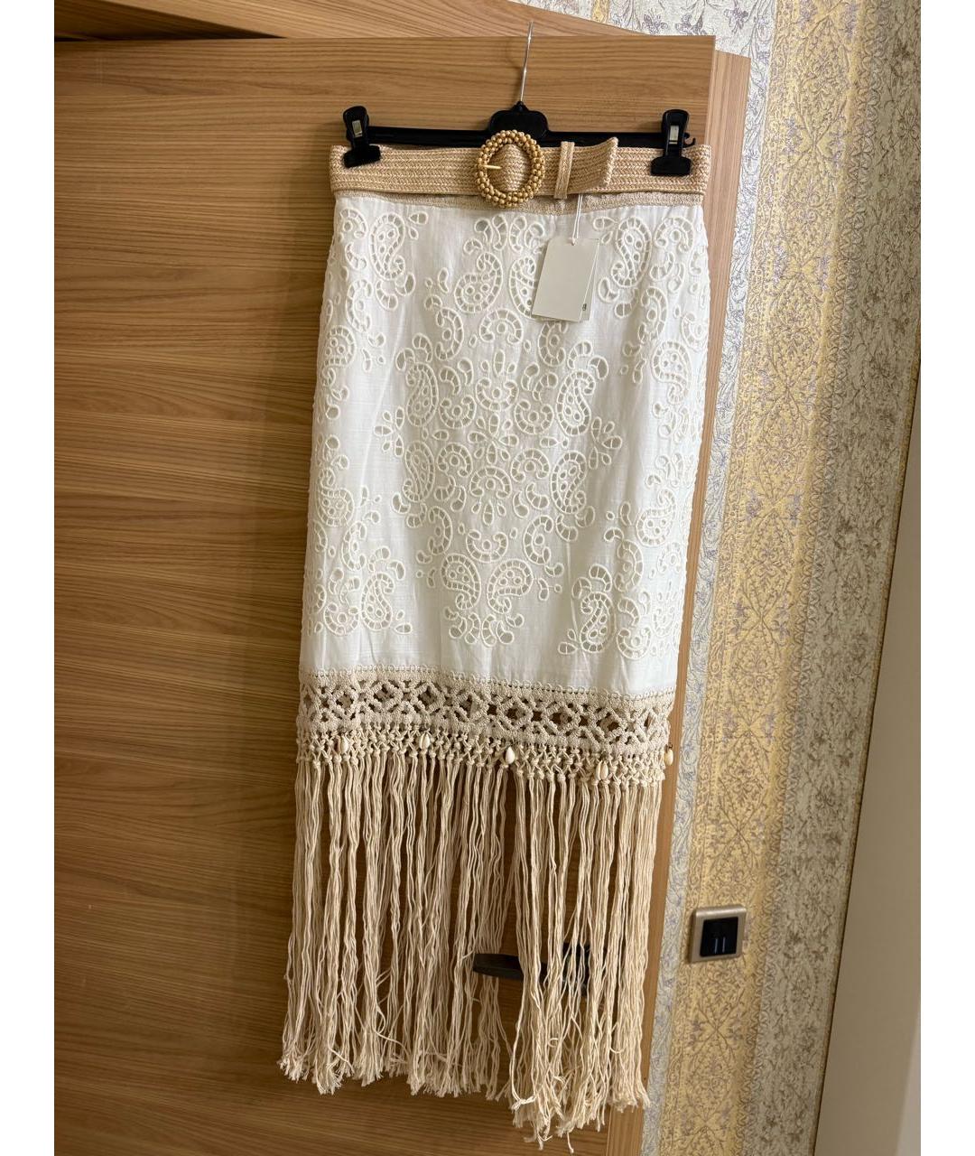 ZIMMERMANN Белая хлопковая юбка миди, фото 2