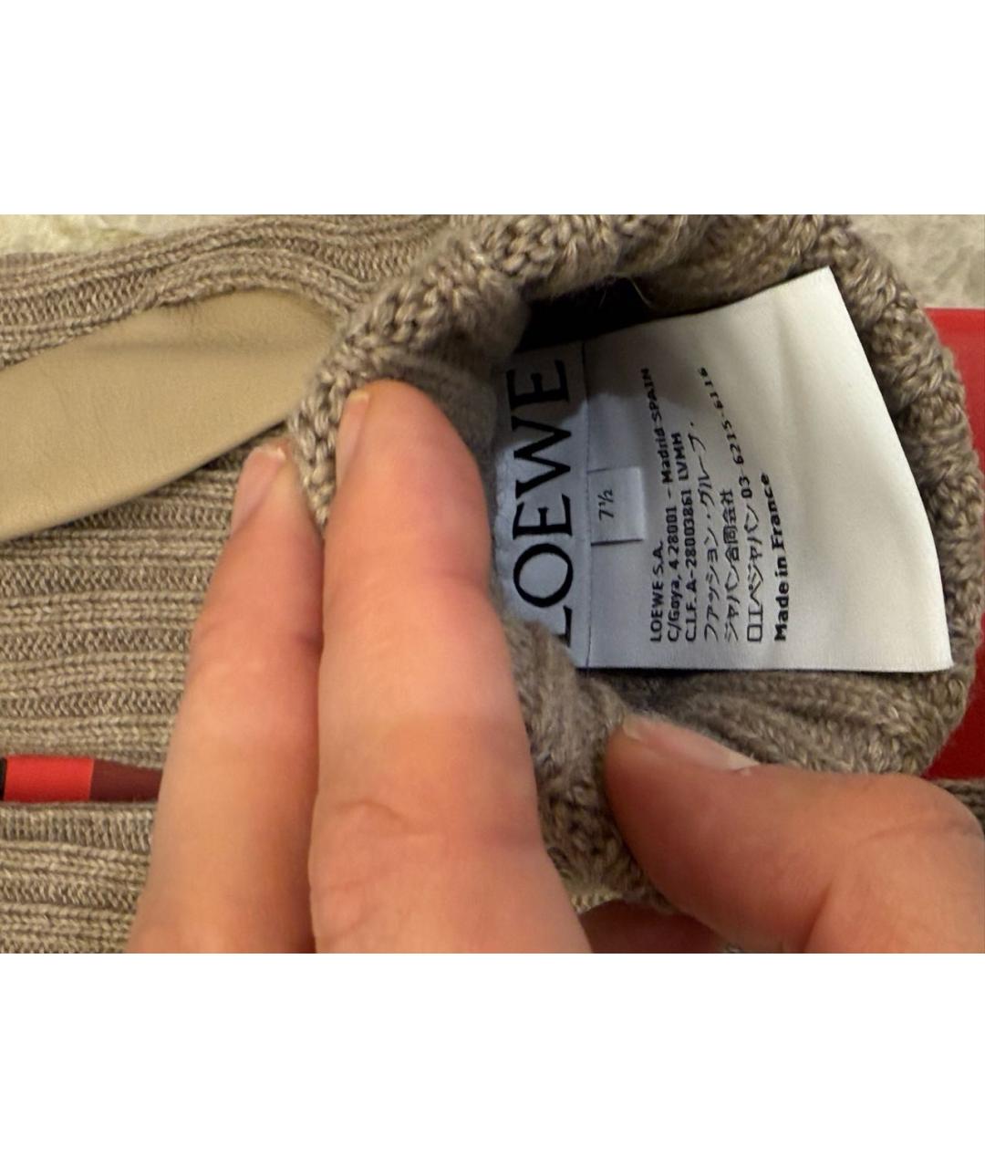 LOEWE Бежевые кашемировые перчатки, фото 4