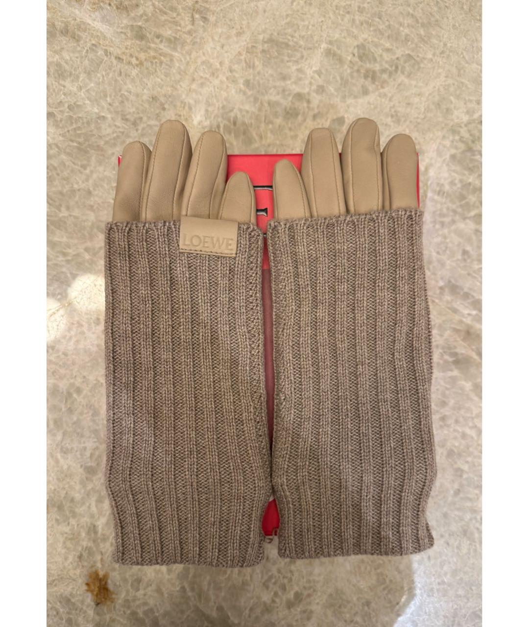 LOEWE Бежевые кашемировые перчатки, фото 5