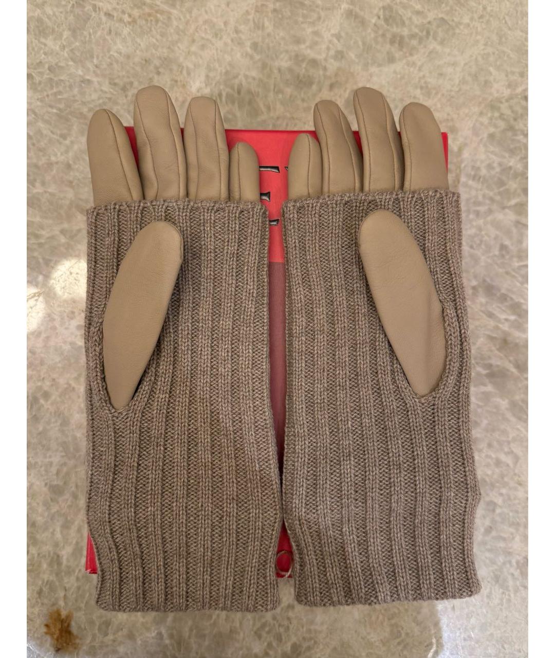 LOEWE Бежевые кашемировые перчатки, фото 2