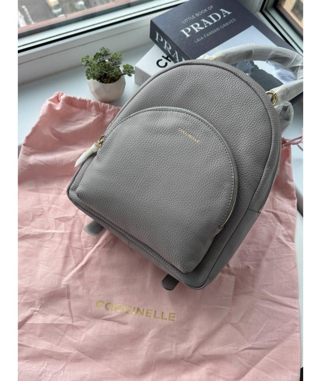 COCCINELLE Серый кожаный рюкзак, фото 6