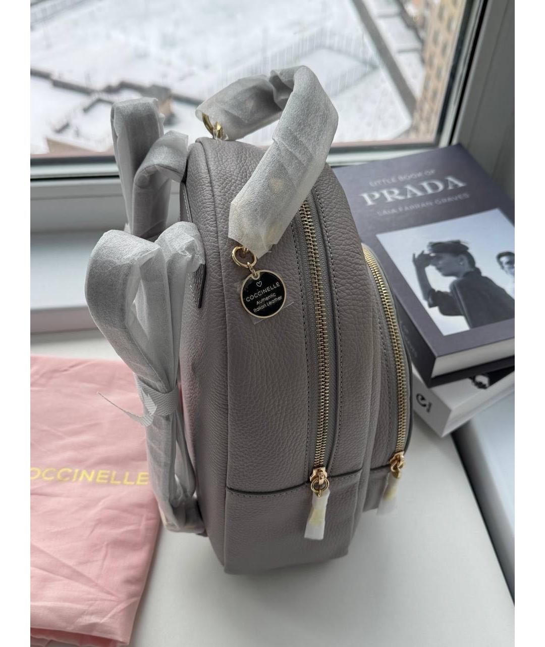 COCCINELLE Серый кожаный рюкзак, фото 4
