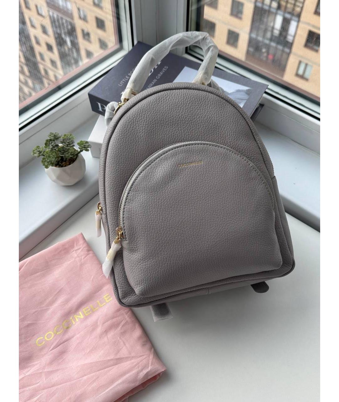 COCCINELLE Серый кожаный рюкзак, фото 5