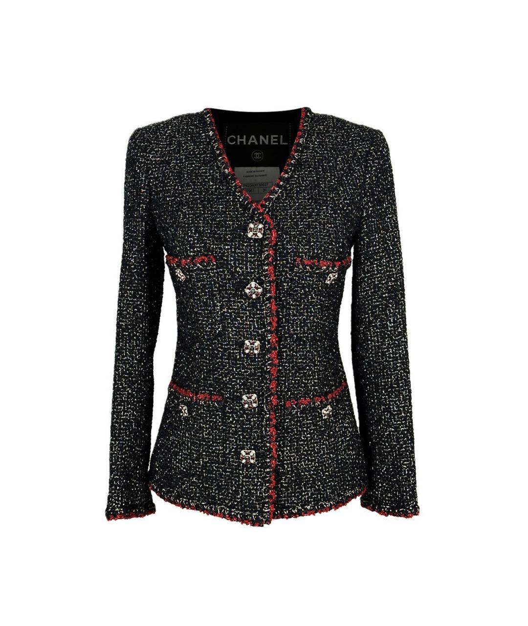 CHANEL Черный твидовый жакет/пиджак, фото 1