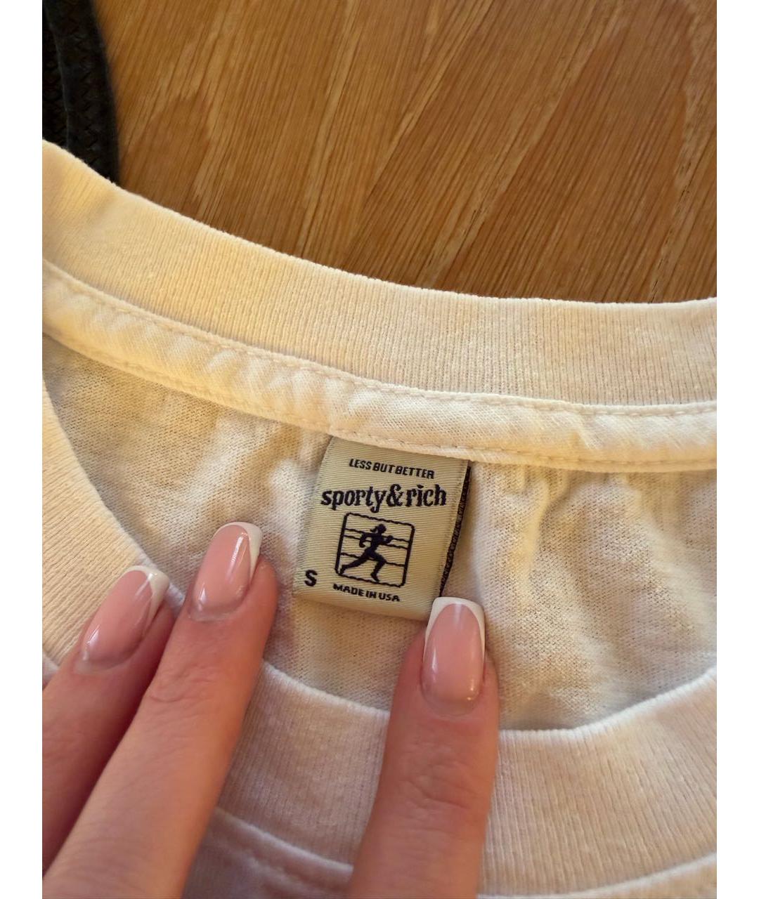 SPORTY AND RICH Белая хлопковая футболка, фото 4