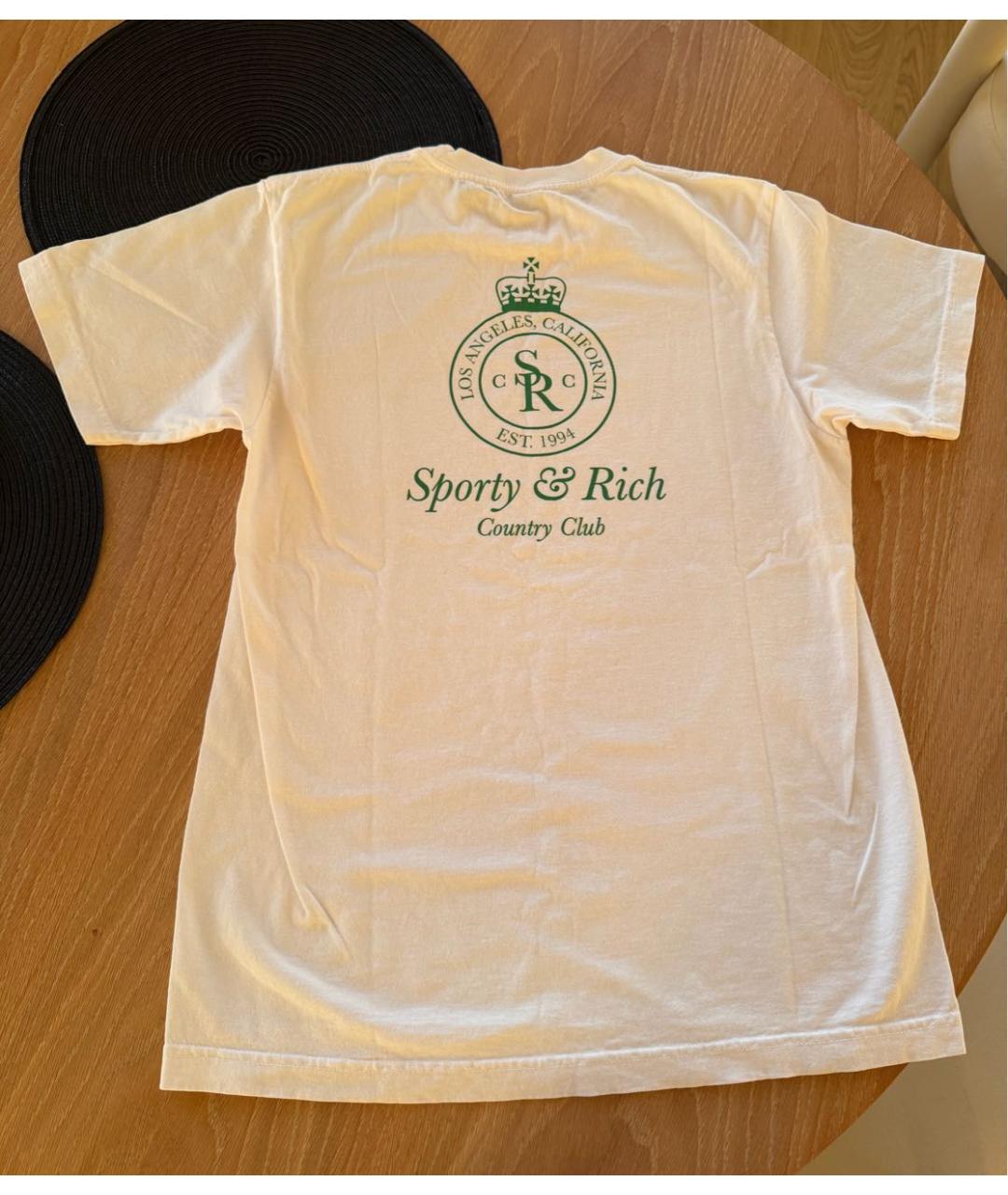 SPORTY AND RICH Белая хлопковая футболка, фото 2