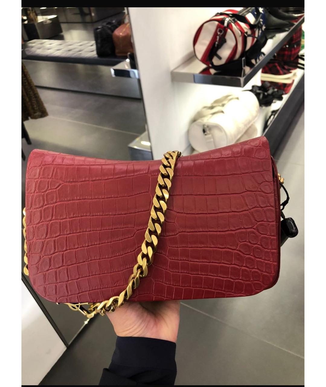 SAINT LAURENT Бордовая кожаная сумка через плечо, фото 2