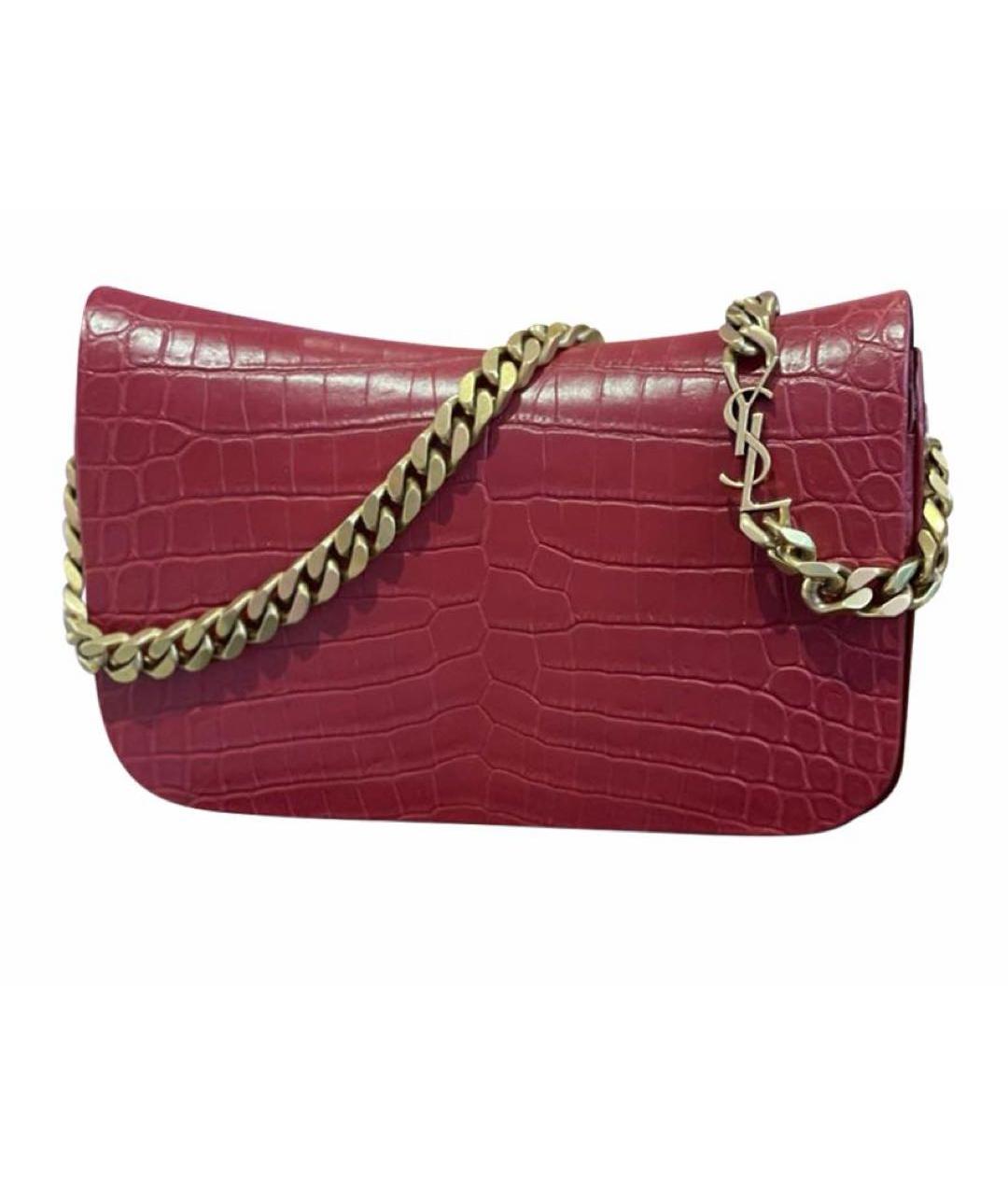 SAINT LAURENT Бордовая кожаная сумка через плечо, фото 1