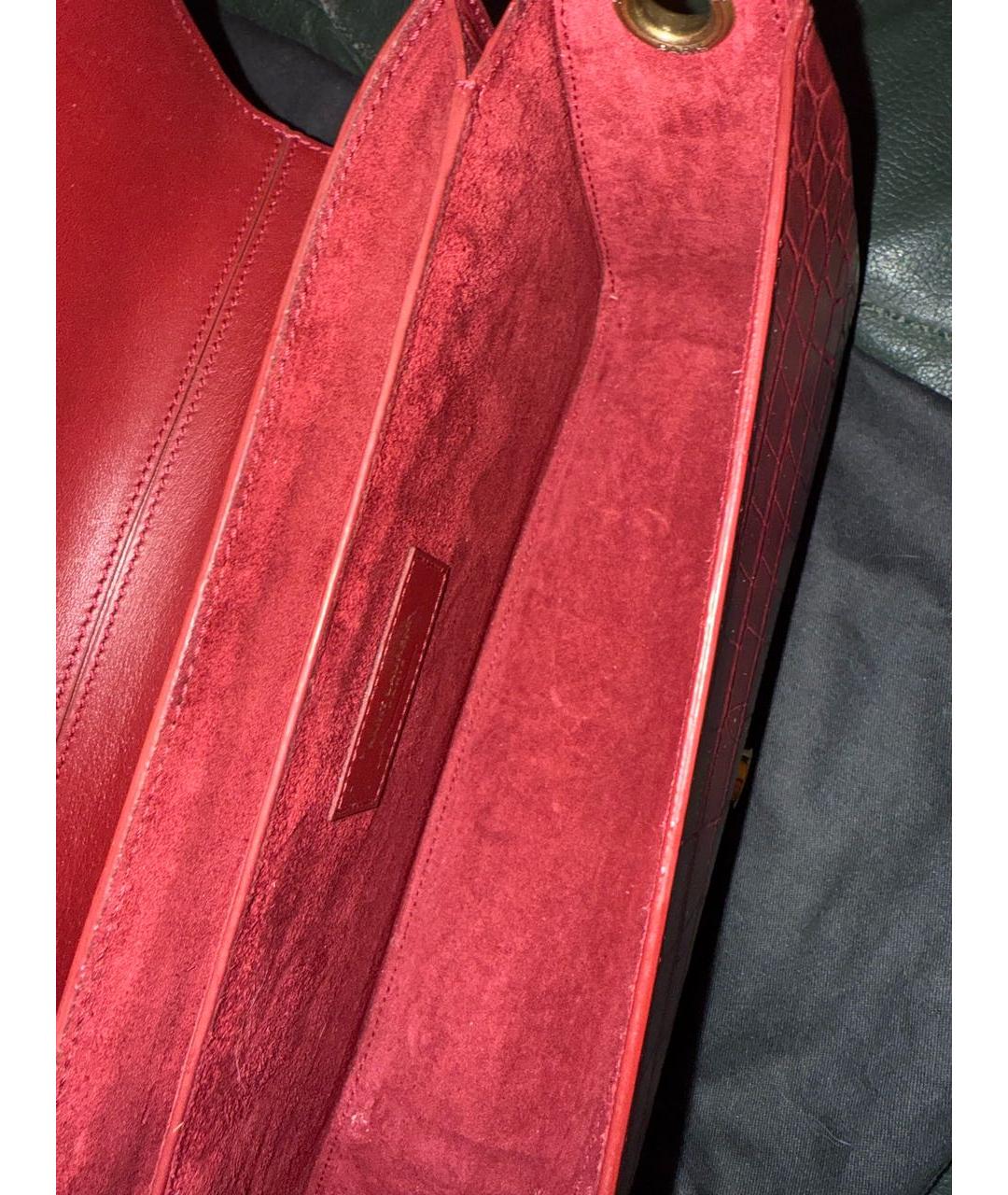 SAINT LAURENT Бордовая кожаная сумка через плечо, фото 4