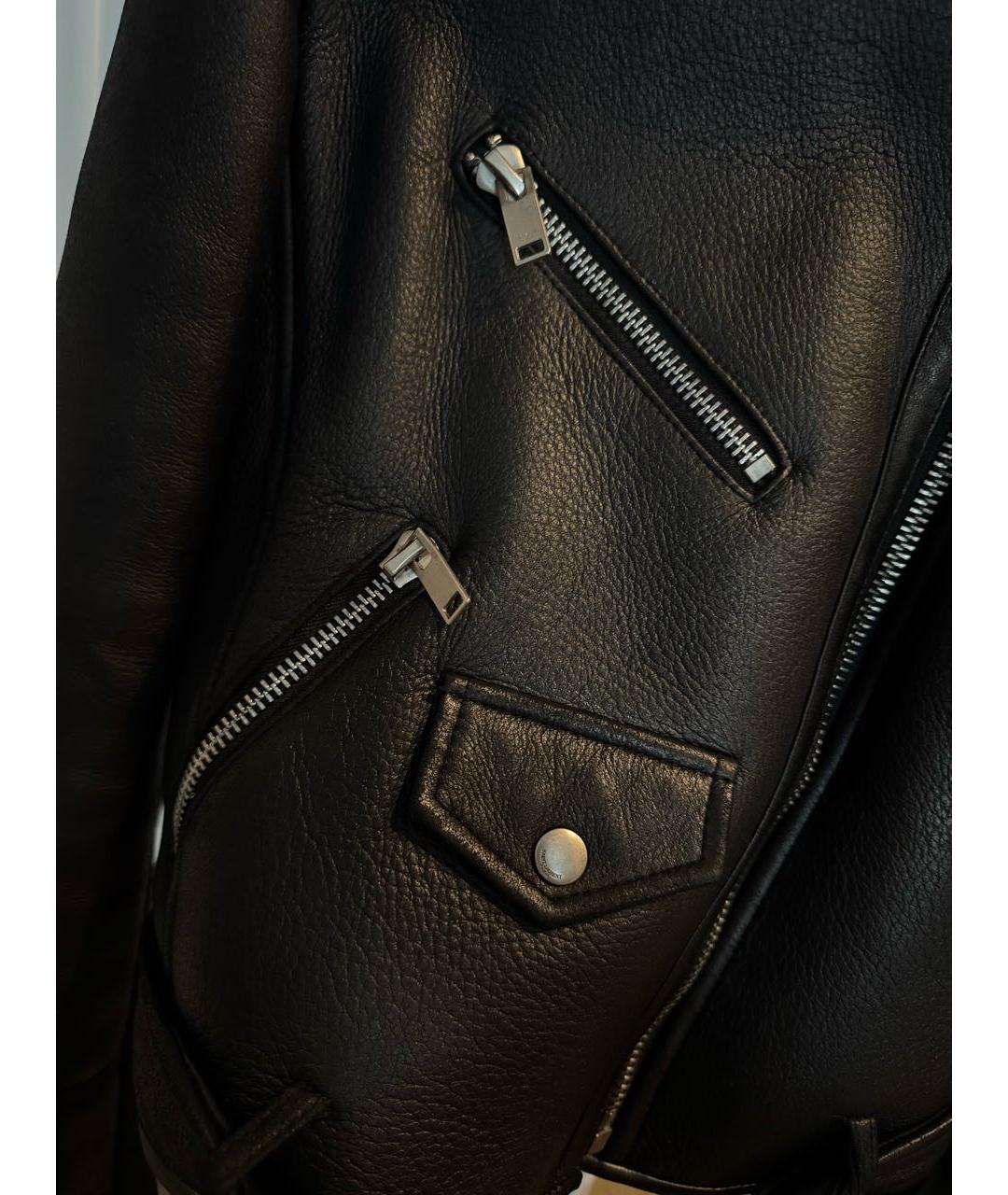 SAINT LAURENT Черная кожаная дубленка, фото 6