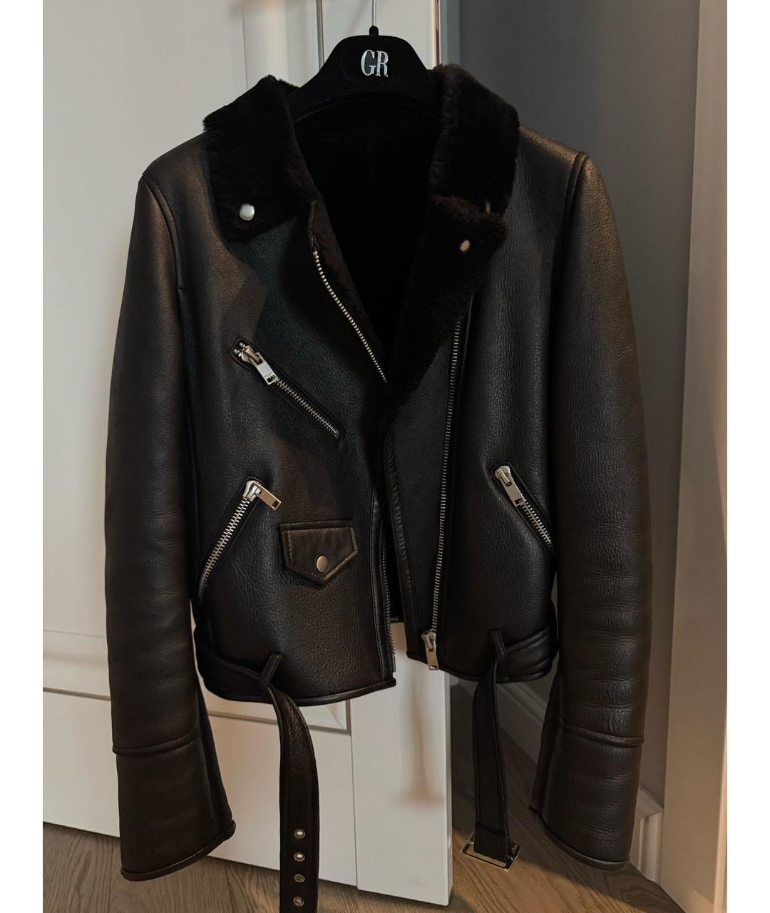 SAINT LAURENT Черная кожаная дубленка, фото 3