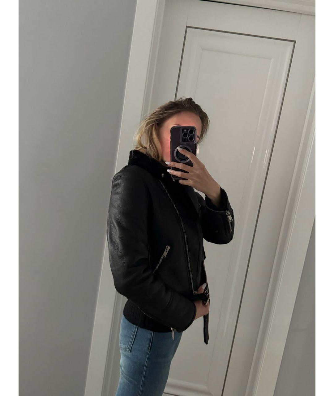 SAINT LAURENT Черная кожаная дубленка, фото 8
